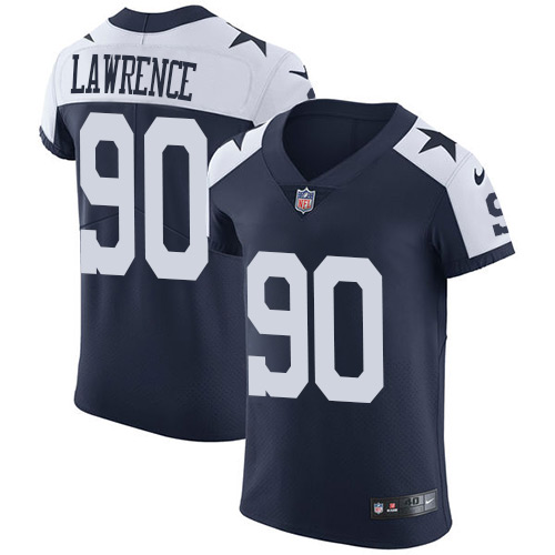 Nike Cowboys #90 Demarcus Lawrence Navy Blue Thanksgiving Men's Stitched NFL Vapor Untouchable Throwback Elite Jersey - Click Image to Close